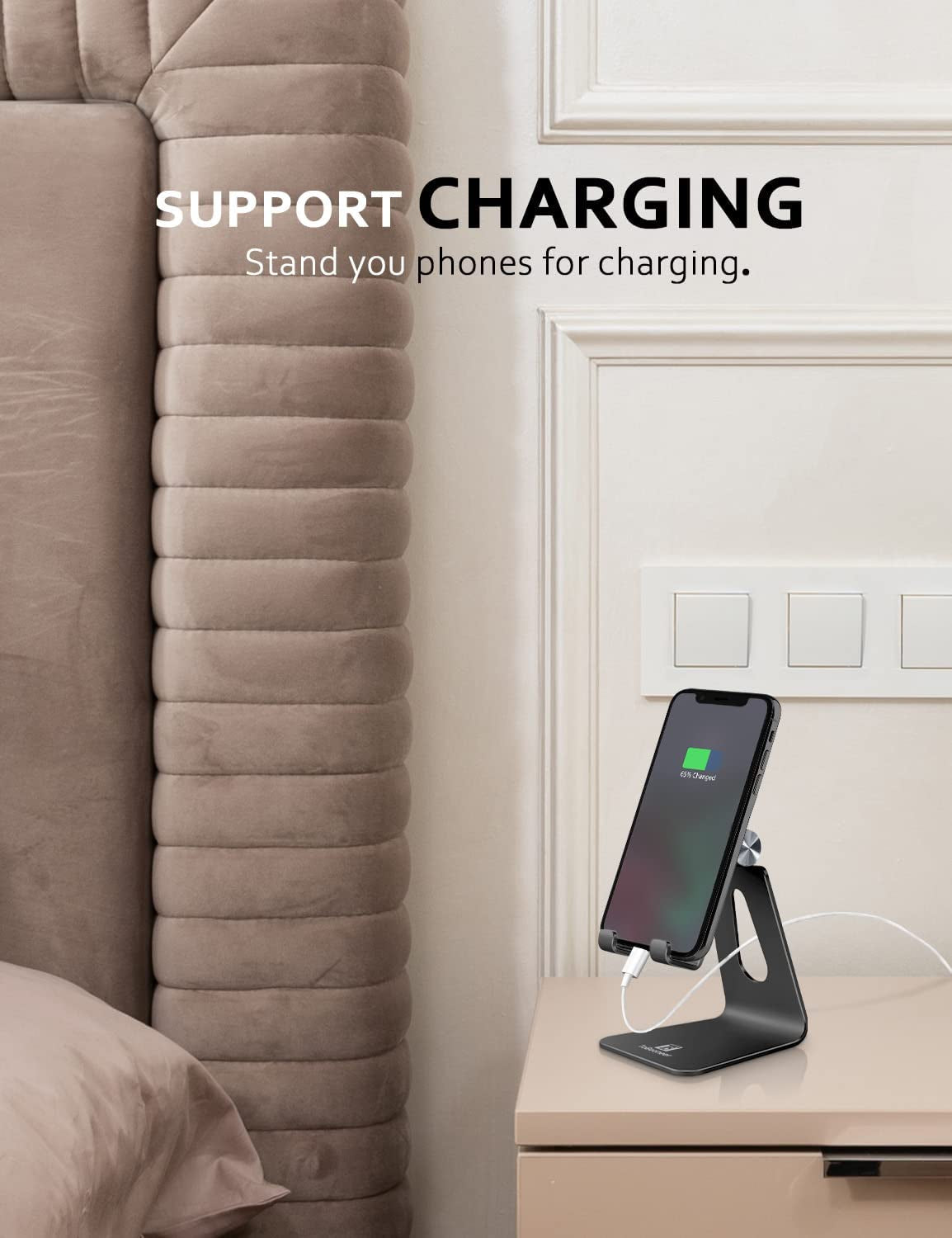 Adjustable Phone Stand for Desk - Portable Cradle Dock for iPhone 15, 14, 13, 12 Pro Max, Samsung, Huawei, and All Smartphones (Black)