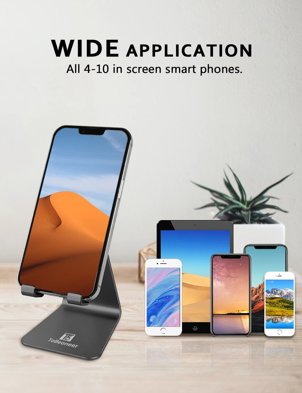 Adjustable Phone Stand for Desk - Portable Cradle Dock for iPhone 15, 14, 13, 12 Pro Max, Samsung, Huawei, and All Smartphones (Black)