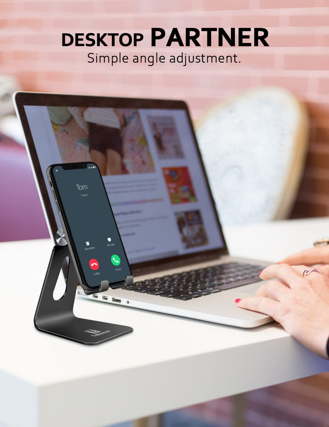 Adjustable Phone Stand for Desk - Portable Cradle Dock for iPhone 15, 14, 13, 12 Pro Max, Samsung, Huawei, and All Smartphones (Black)