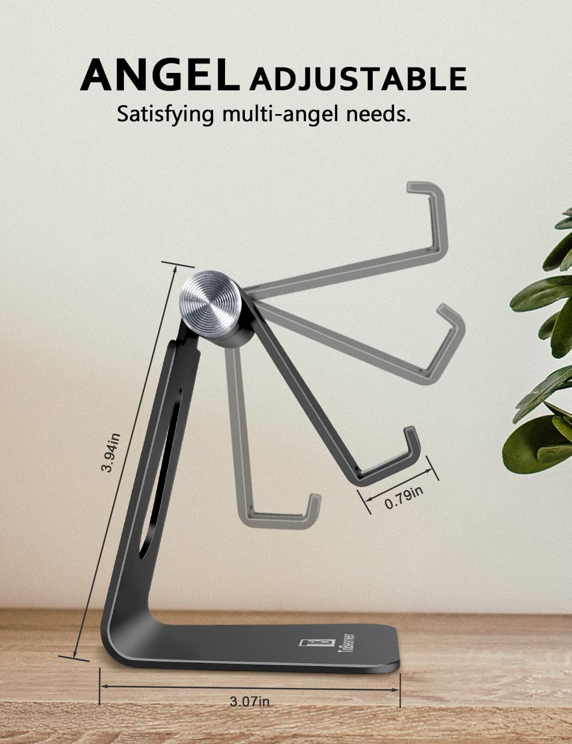 Adjustable Phone Stand for Desk - Portable Cradle Dock for iPhone 15, 14, 13, 12 Pro Max, Samsung, Huawei, and All Smartphones (Black)